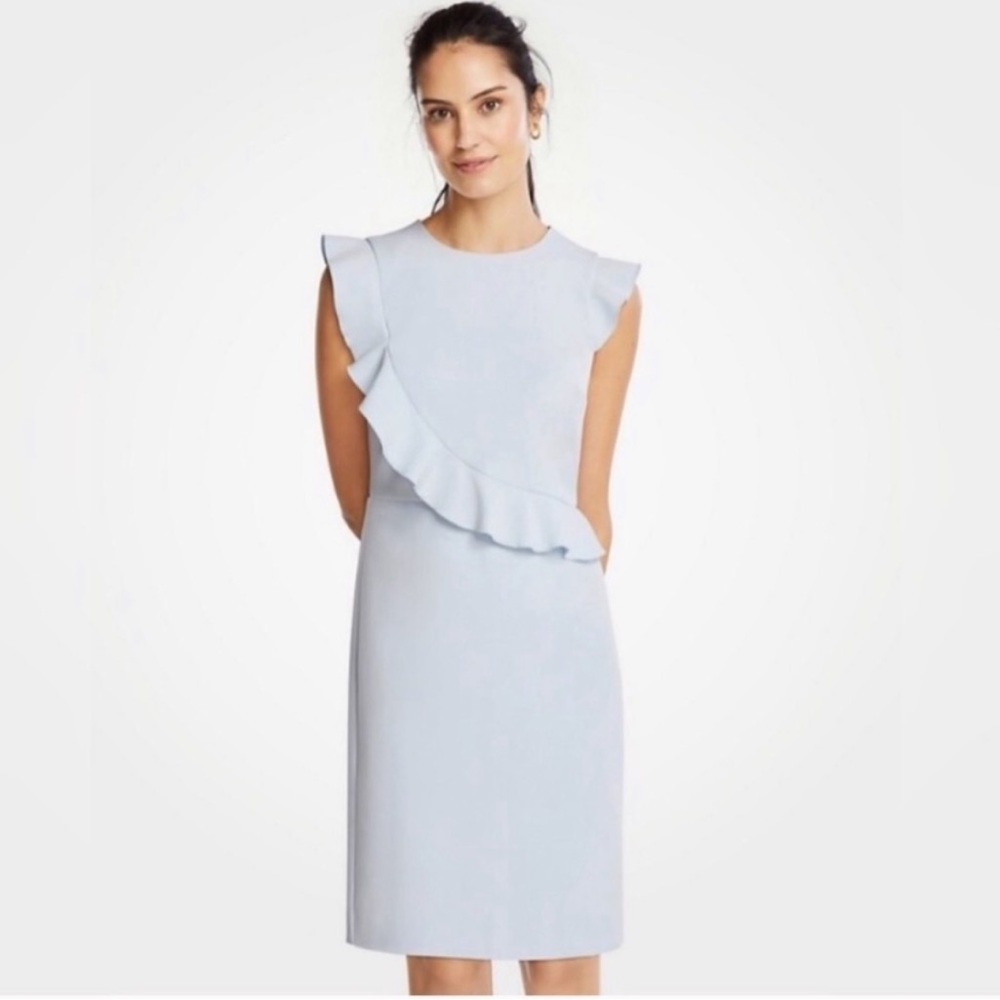Ann Taylor Pale Blue Ruffle Mini Dress